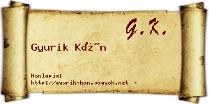 Gyurik Kán névjegykártya